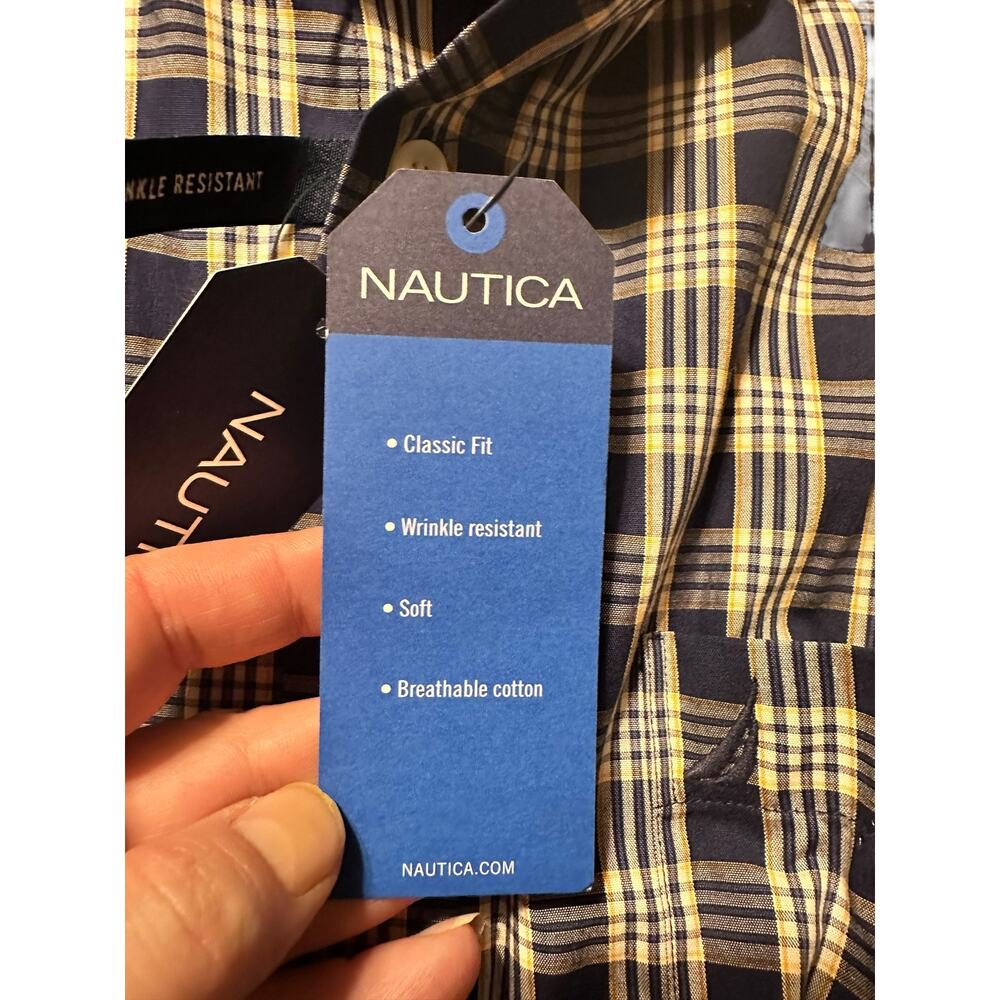 Nautica Blue Plaid Button Down Shirt Men's Size Medium NWT Classic Fit - Picture 4 of 5